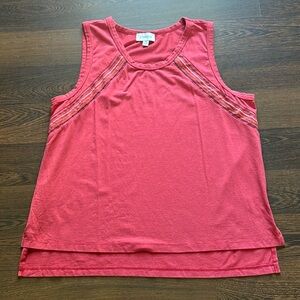 Evereve Embroidered Stripes Tank Top Red Medium